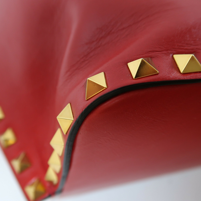Valentino 【激減優惠】牛皮皮革2 Way Shoulder Bag金扣手挽肩背兩用袋紅色-10