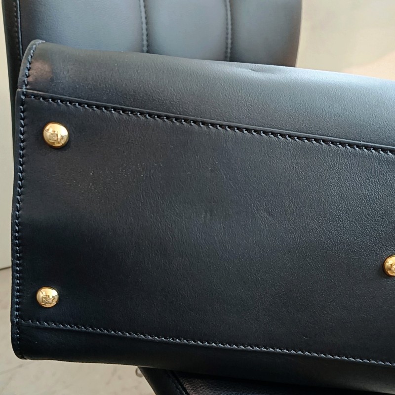 FENDI 芬迪 躲貓貓 peekaboo 黑色 金扣 手提包 肩背包-10