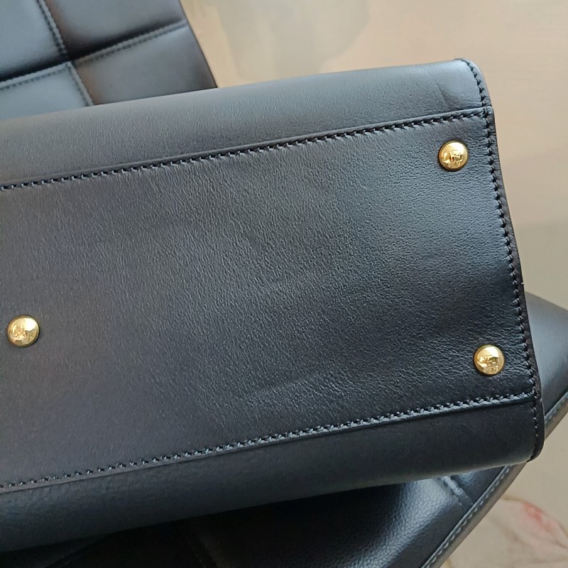 FENDI 芬迪 躲貓貓 peekaboo 黑色 金扣 手提包 肩背包-11