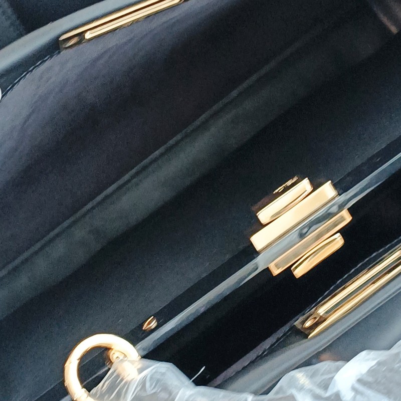 FENDI 芬迪 躲貓貓 peekaboo 黑色 金扣 手提包 肩背包-19