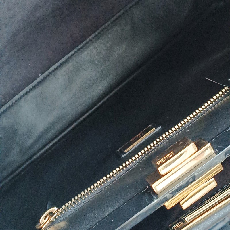 FENDI 芬迪 躲貓貓 peekaboo 黑色 金扣 手提包 肩背包-22