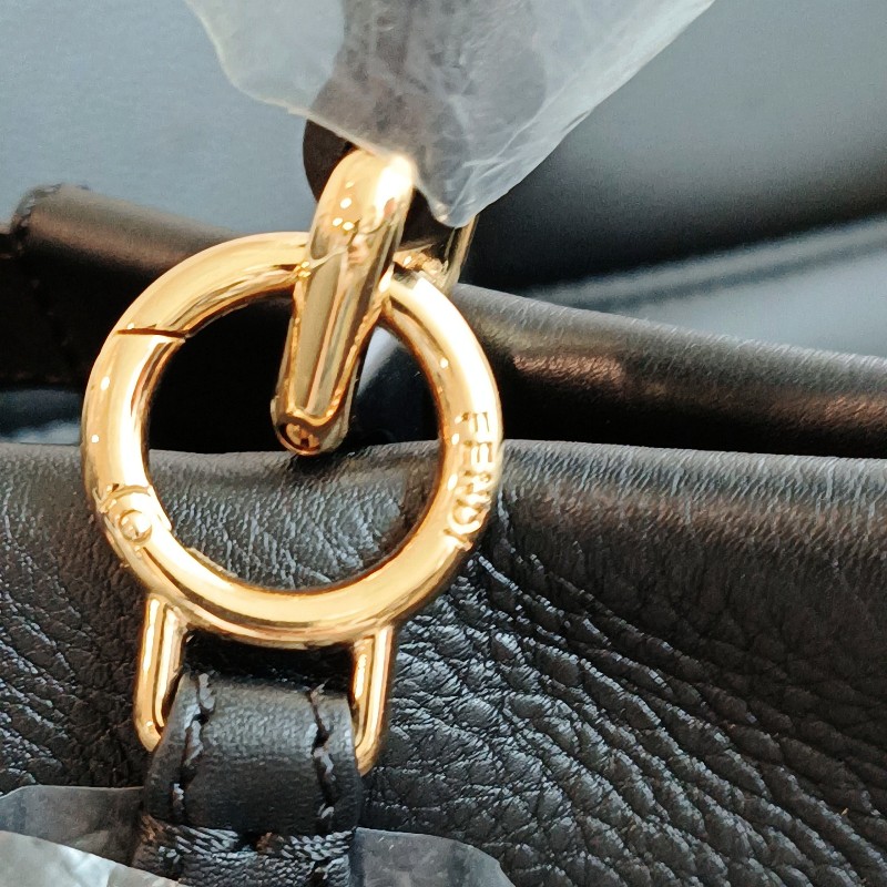 FENDI 芬迪 躲貓貓 peekaboo 黑色 金扣 手提包 肩背包-24