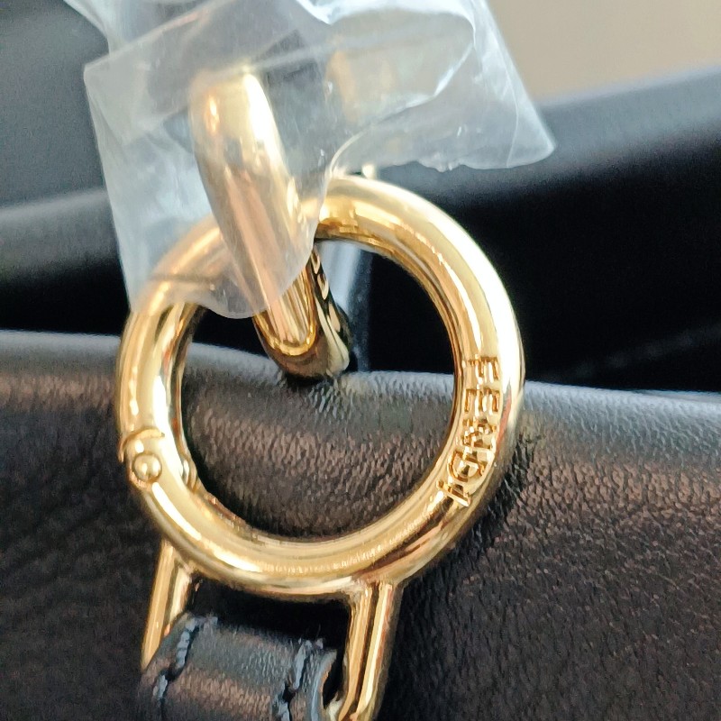 FENDI 芬迪 躲貓貓 peekaboo 黑色 金扣 手提包 肩背包-25