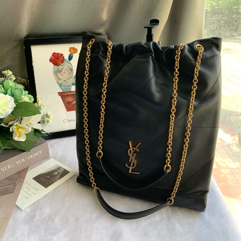 YSL Jamie 4.3 菱格紋小羊皮附小袋肩背包(黑色)-1