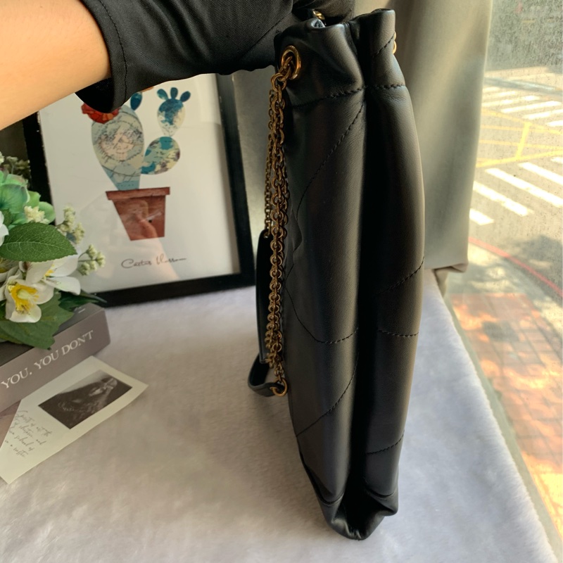 YSL Jamie 4.3 菱格紋小羊皮附小袋肩背包(黑色)-4