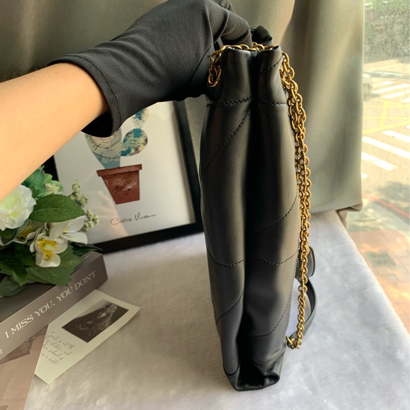 YSL Jamie 4.3 菱格紋小羊皮附小袋肩背包(黑色)-5