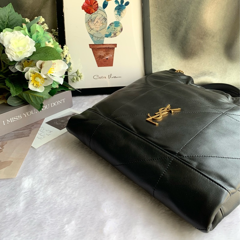 YSL Jamie 4.3 菱格紋小羊皮附小袋肩背包(黑色)-6
