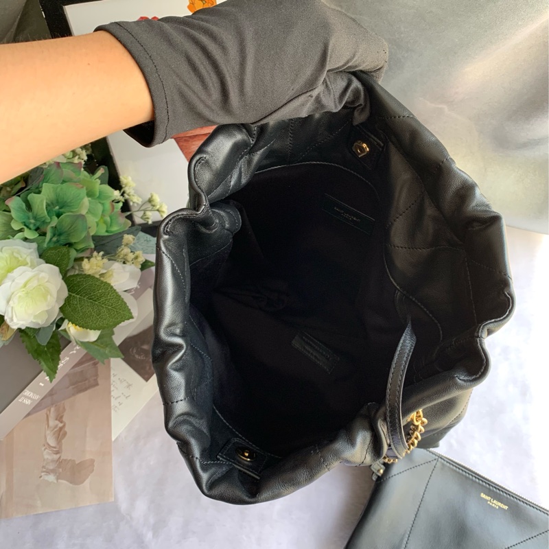 YSL Jamie 4.3 菱格紋小羊皮附小袋肩背包(黑色)-7