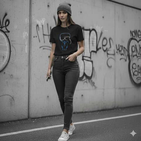 ‼️雙11限時優惠‼️ 【KARL-卡爾】新款老佛爺印花棉質T恤  黑