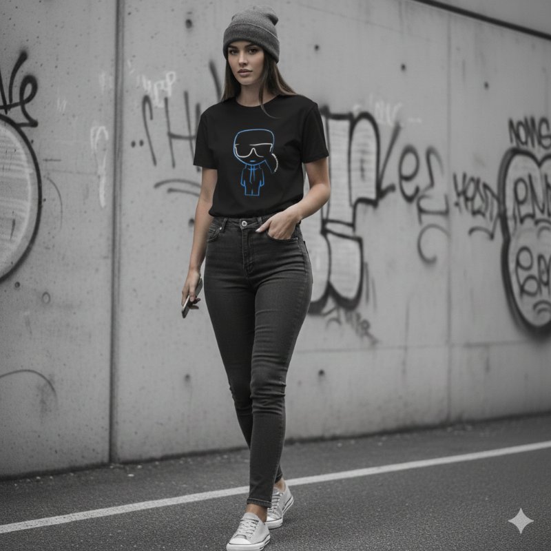 ‼️雙11限時優惠‼️ 【KARL-卡爾】新款老佛爺印花棉質T恤  黑-0