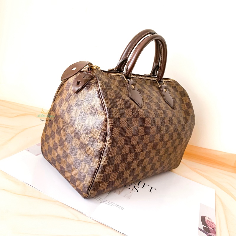 LV Speedy30 咖啡棋盤格波士頓包-1