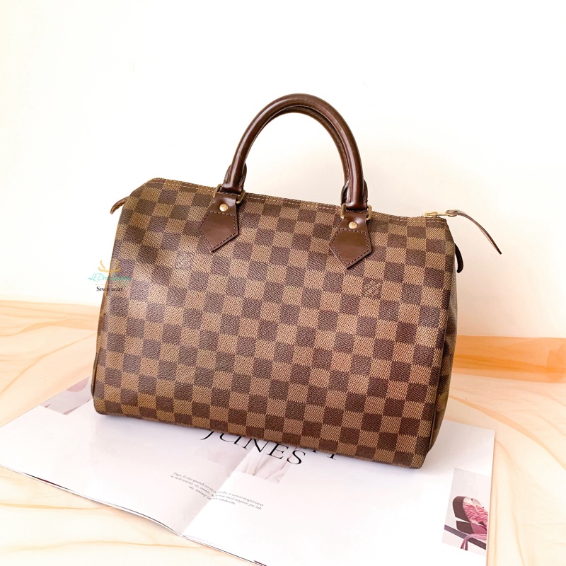 LV Speedy30 咖啡棋盤格波士頓包-2