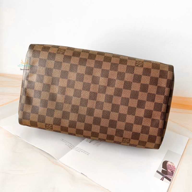 LV Speedy30 咖啡棋盤格波士頓包-4