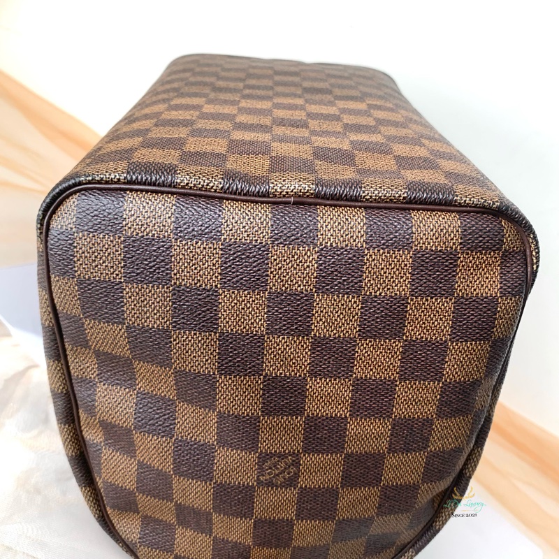 LV Speedy30 咖啡棋盤格波士頓包-10