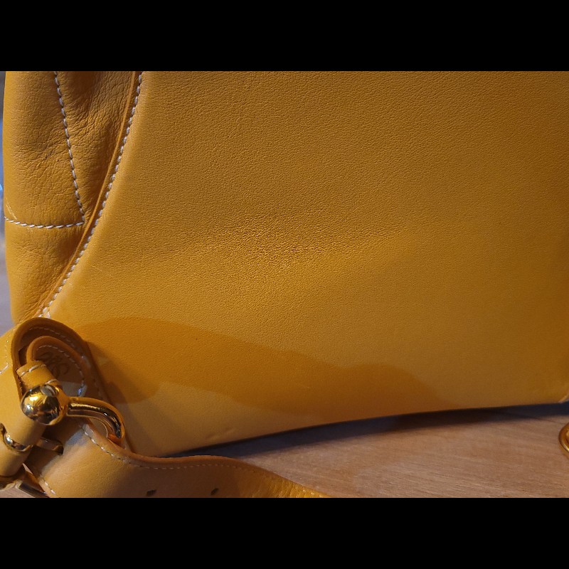 Loewe鮮亮黃 小牛皮 後背包 極新-9