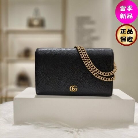 🎉新品好折扣✨Gucci 497985 GG Marmont 黑色皮革 WOC包