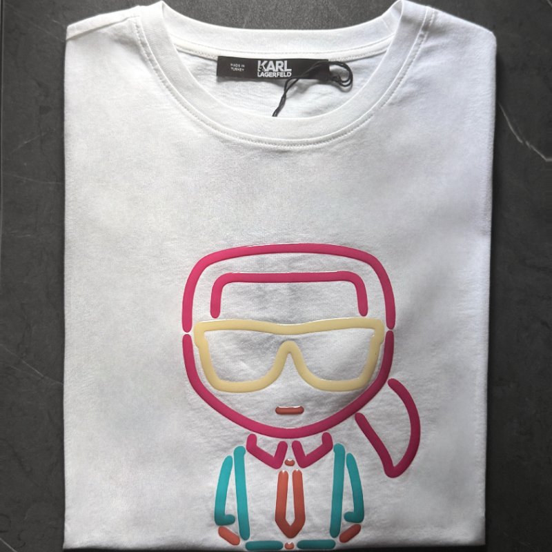 🎁 雙11選禮不煩惱，超值心意一次到【KARL LAGERFELD 卡爾老佛爺】彩色果凍立體LOGO 白色T恤-1