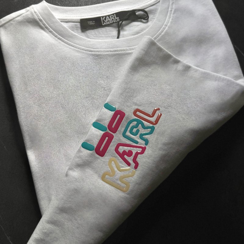 🎁 雙11選禮不煩惱，超值心意一次到【KARL LAGERFELD 卡爾老佛爺】彩色果凍立體LOGO 白色T恤-4
