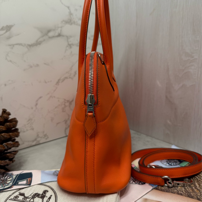 🧡✨Hermes 愛馬仕|Bolide 27 橘色小包子 保齡球包 X刻✨🧡-4