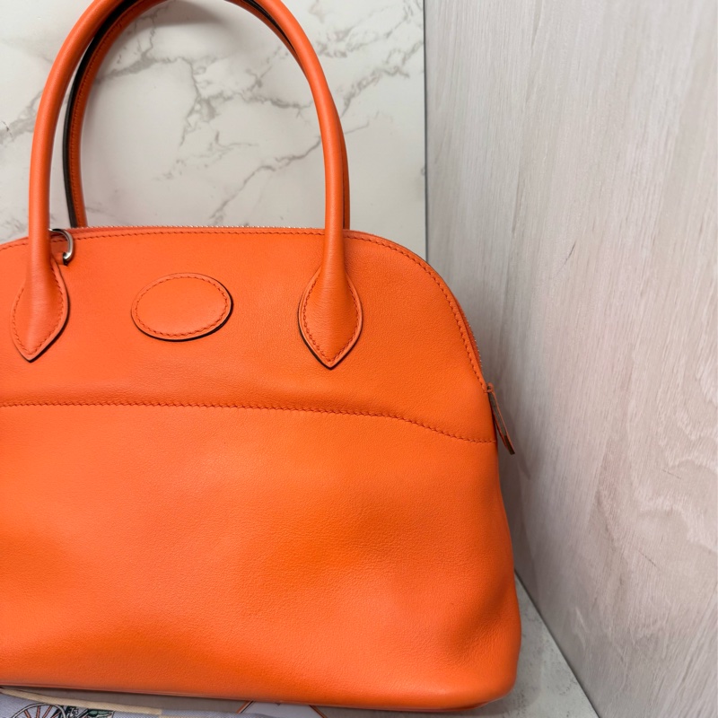 🧡✨Hermes 愛馬仕|Bolide 27 橘色小包子 保齡球包 X刻✨🧡-12