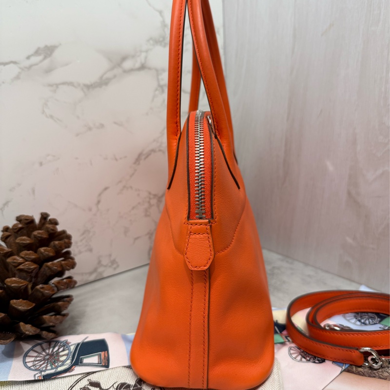 🧡✨Hermes 愛馬仕|Bolide 27 橘色小包子 保齡球包 X刻✨🧡-25