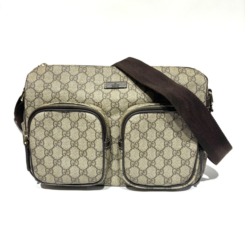 【美收精品】GUCCI 古馳 烏木色 塗層帆布 斜肩包 1-270-0