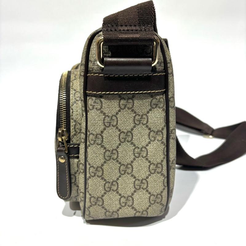 【美收精品】GUCCI 古馳 烏木色 塗層帆布 斜肩包 1-270-2