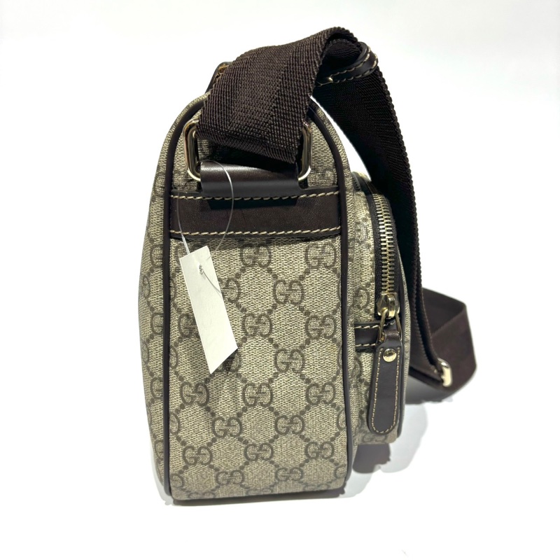 【美收精品】GUCCI 古馳 烏木色 塗層帆布 斜肩包 1-270-3