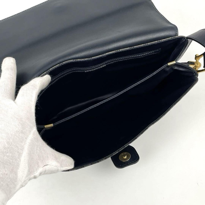 【LA LUNE】中古二手Celine豆腐包老花皮革側背孭斜單肩手袋小包 Vintage-8