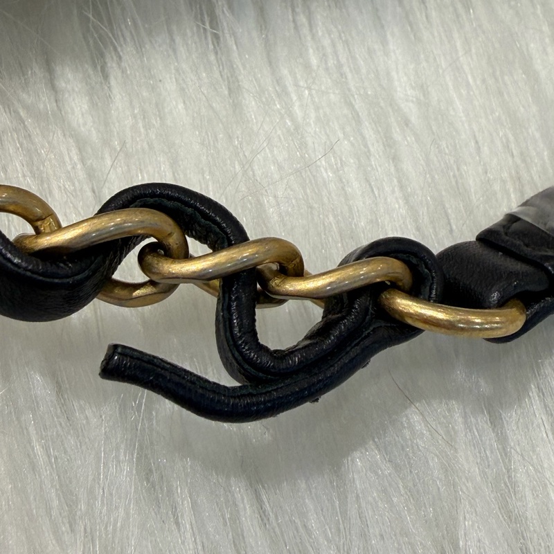 Chanel 黑金荔枝皮Filigree Vanity口蓋法棍包 斜背包 25公分-24