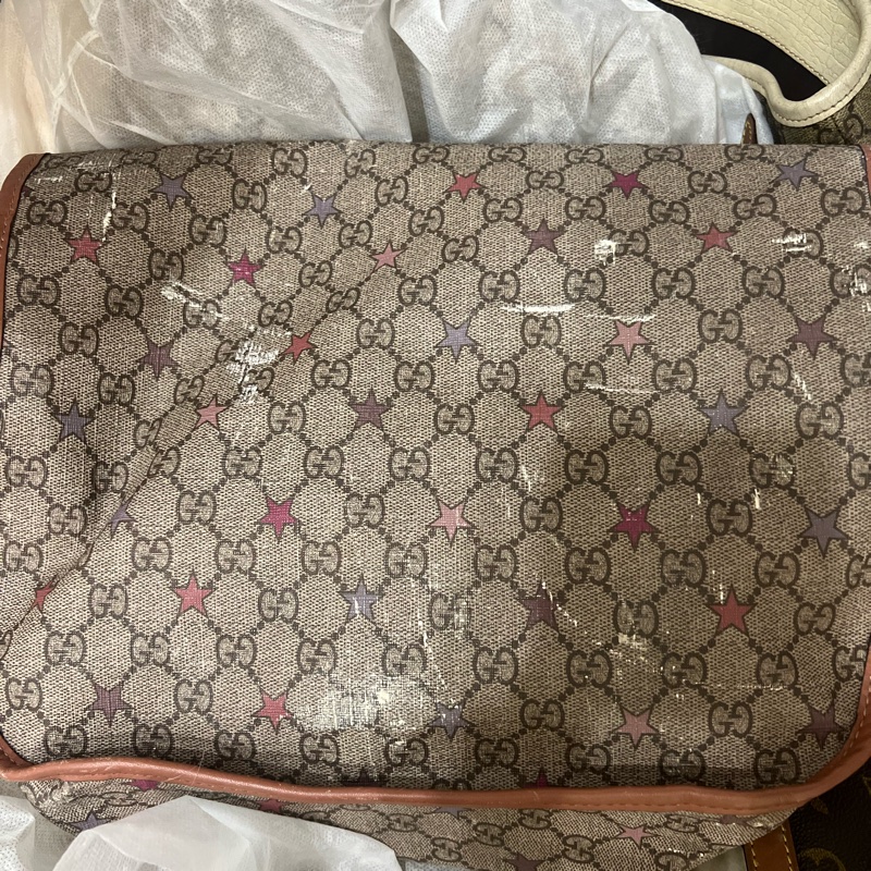 GUCCI 201732 造型 星星圖案 GG 斜背包 PVC 皮革 肩背包 斜背包 二手精品-30