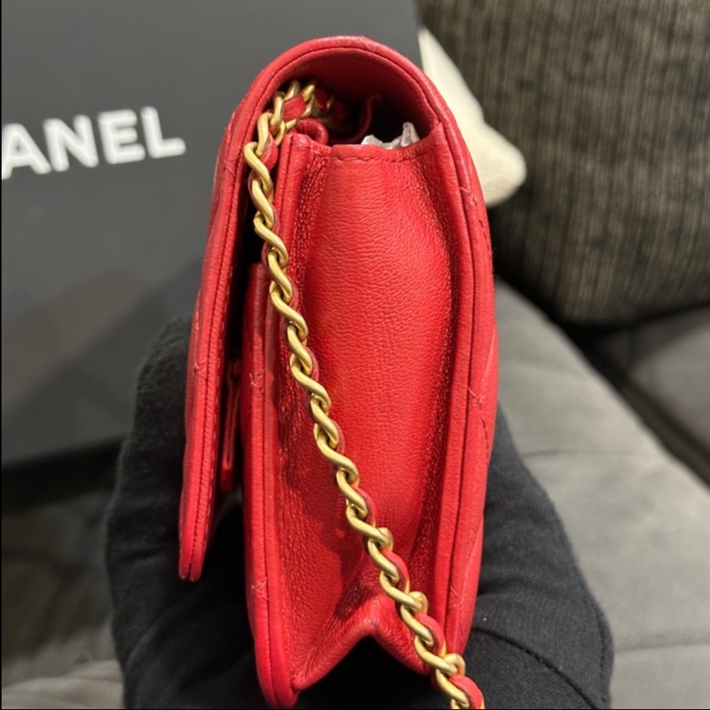 Chanel Woc 19系列紅色羊皮斜背包🔥配件齊🈶購證🔥-1