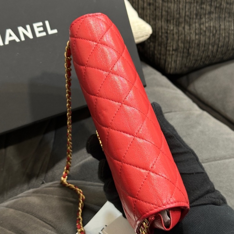 Chanel Woc 19系列紅色羊皮斜背包🔥配件齊🈶購證🔥-2