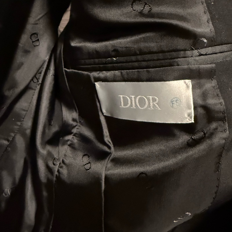 Dior black wool saddle pocket blazer jacket 46-8