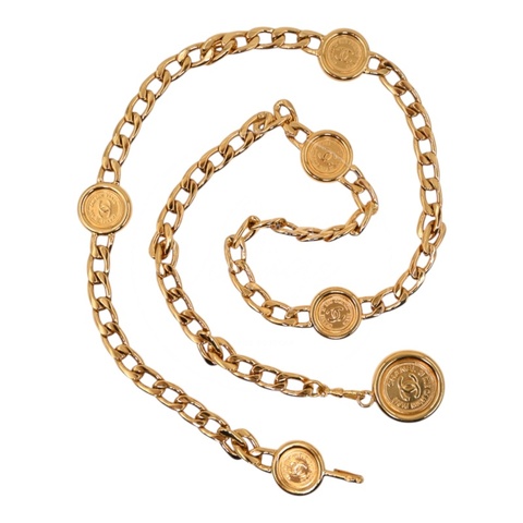 [Pre-owned] Chanel Necklace Belt Chain Coco Mark Vintage Coin Medallion Waist Chain