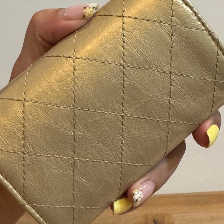 chanel 香奈兒 金 水鑽雙C 卡夾 卡包 錢包 零錢包 信用卡卡夾 短夾 皮夾-9