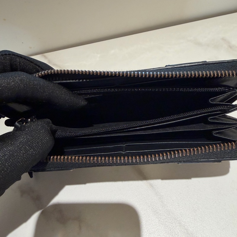 「JL精品代購」98新Gucci長夾黑金logo拼接-13