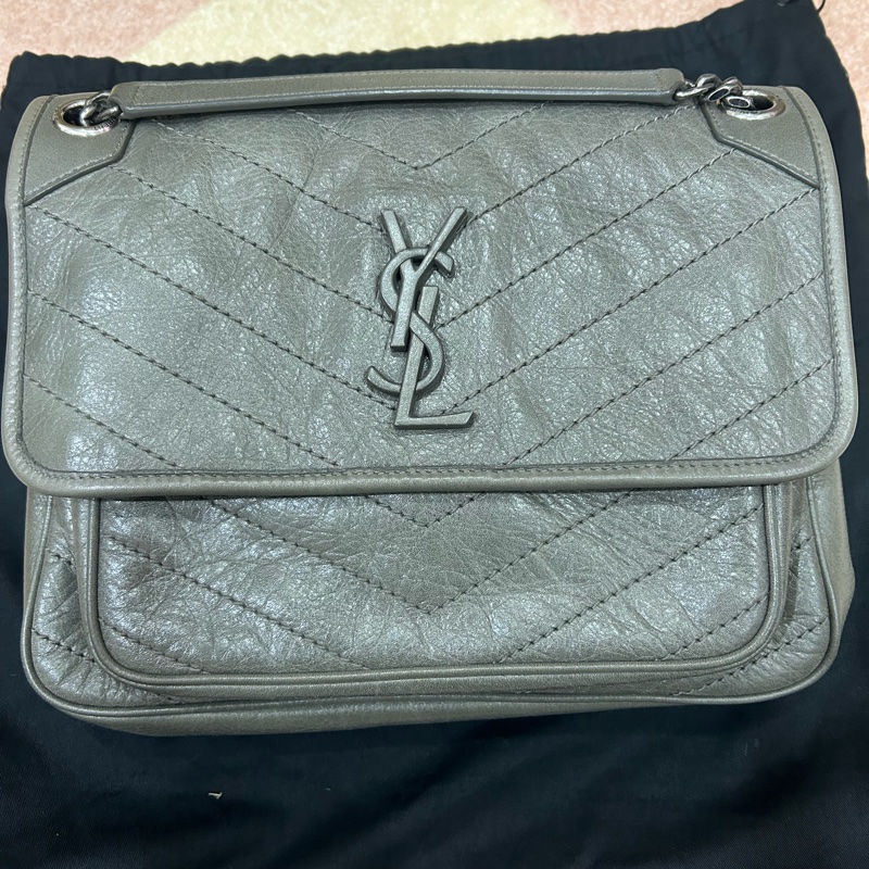 YSL niki 大象灰🐘 新款D扣 衍縫包（中）-0