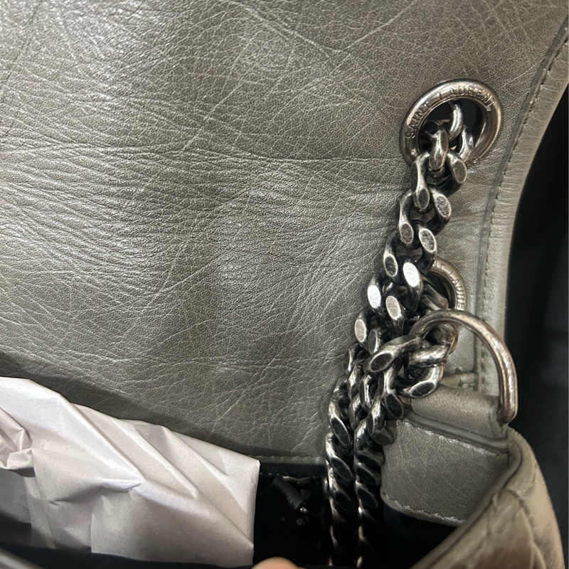YSL niki 大象灰🐘 新款D扣 衍縫包（中）-5