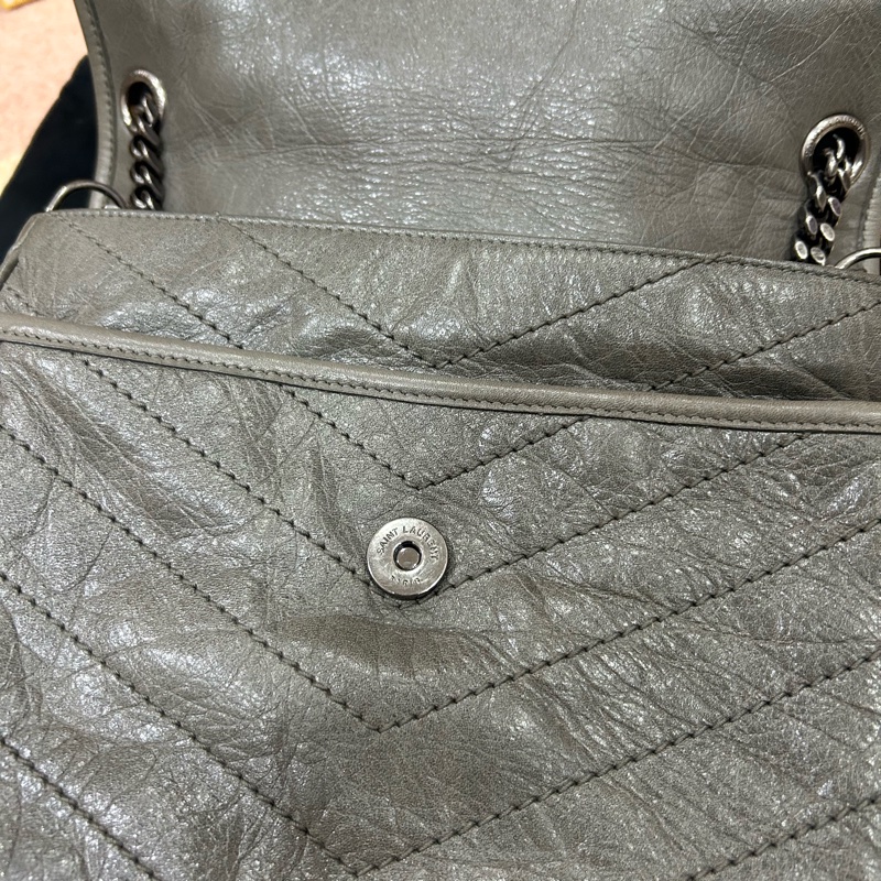YSL niki 大象灰🐘 新款D扣 衍縫包（中）-6