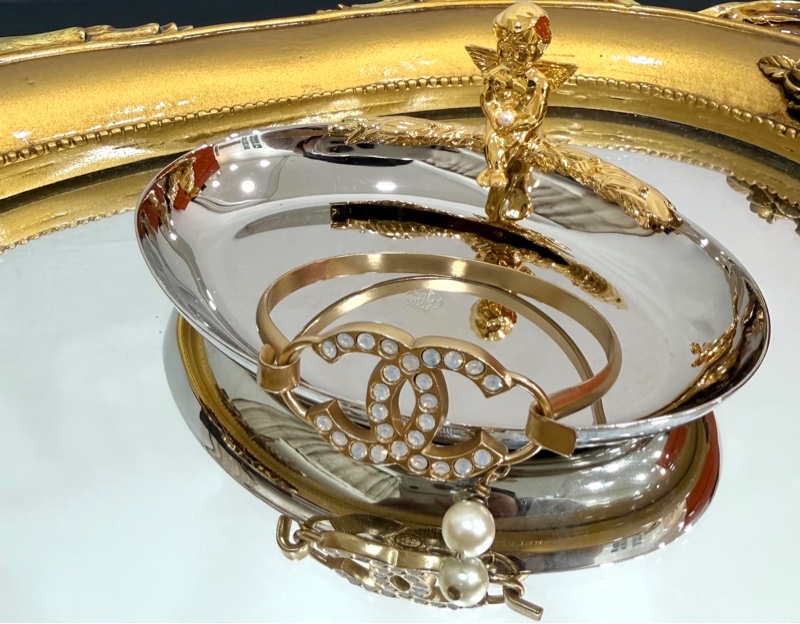 Chanel coco mark Golden Cream 金色 珍珠 水鑽 手環 手鍊 手飾-4