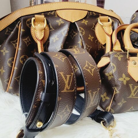 二手 未使用 LV   原花金釦30mm寬背帶(新款，雙面可用)