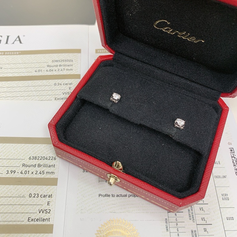 Cartier卡地亚 C De 经典牛头钻石耳钉-2