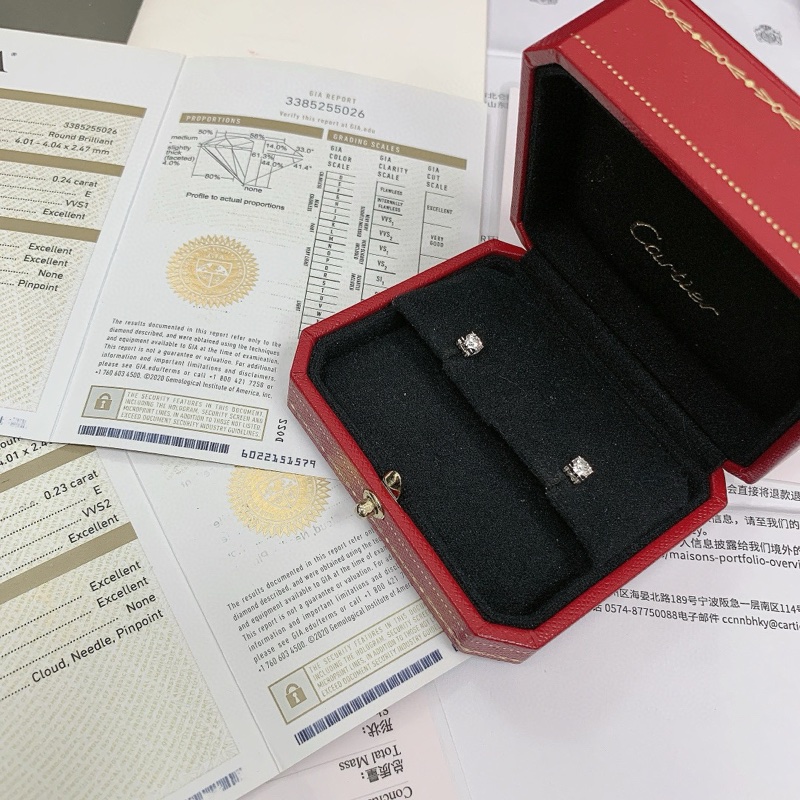 Cartier卡地亚 C De 经典牛头钻石耳钉-3