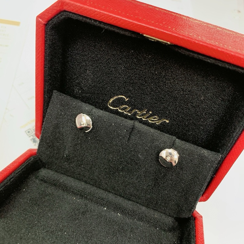 Cartier卡地亚 C De 经典牛头钻石耳钉-4