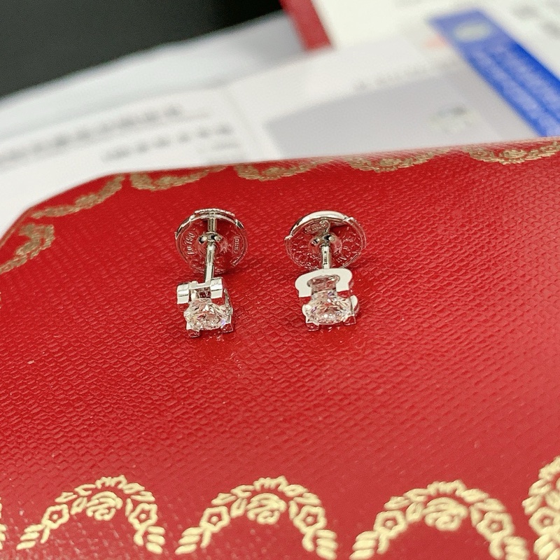 Cartier卡地亚 C De 经典牛头钻石耳钉-5