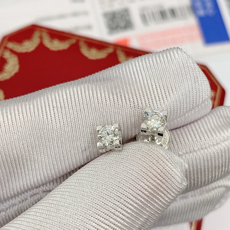 Cartier卡地亚 C De 经典牛头钻石耳钉-6