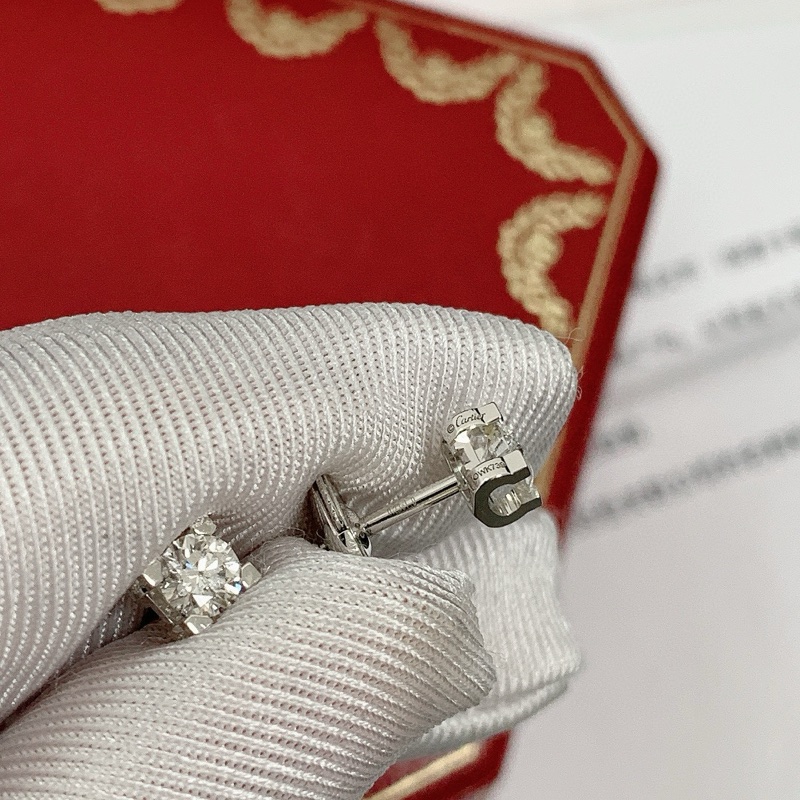 Cartier卡地亚 C De 经典牛头钻石耳钉-7