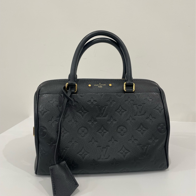 ▪️富貴選物FUGUEI▪️LV 全皮革壓紋黑金 speedy 25 背帶款-0
