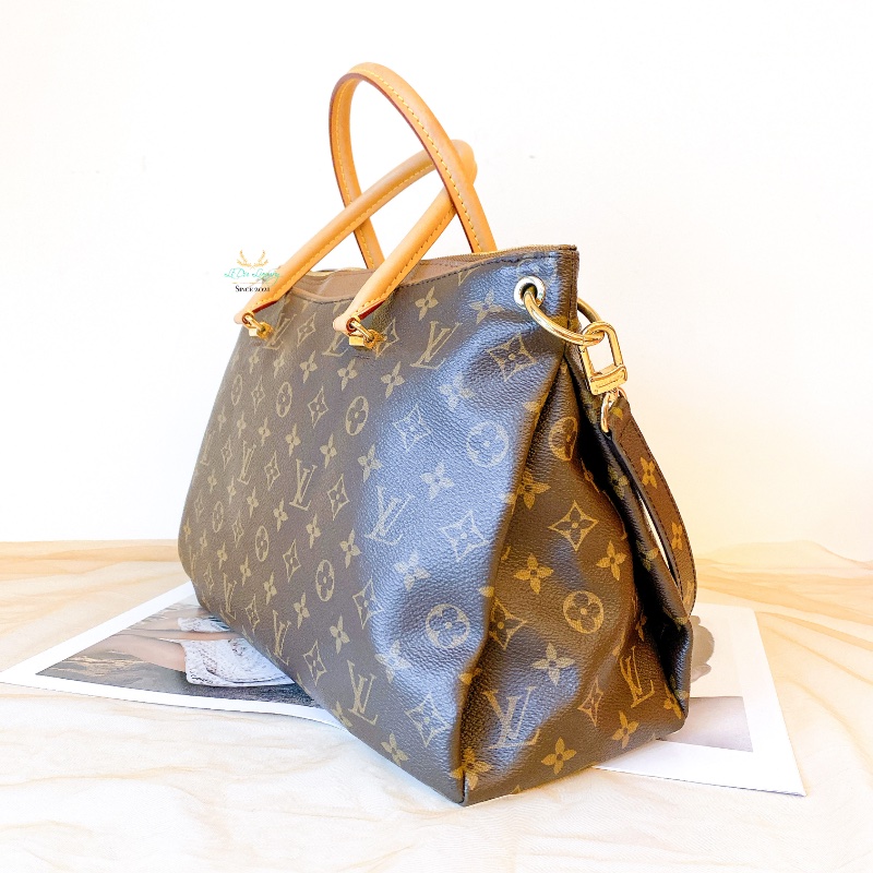 LV M40907 Pallas 咖啡字紋 x 可可色 皮革 梯形 兩用包 手提包 肩背包 側背包 公事包-3